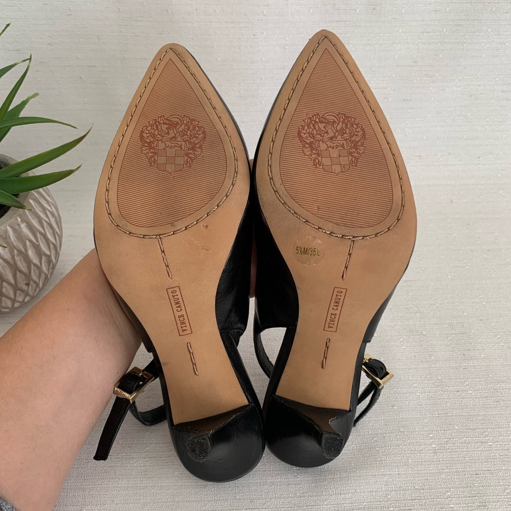 Vince Camuto Stefania Black Leather Pumps Woman’s 5.5M - Picture 10 of 10